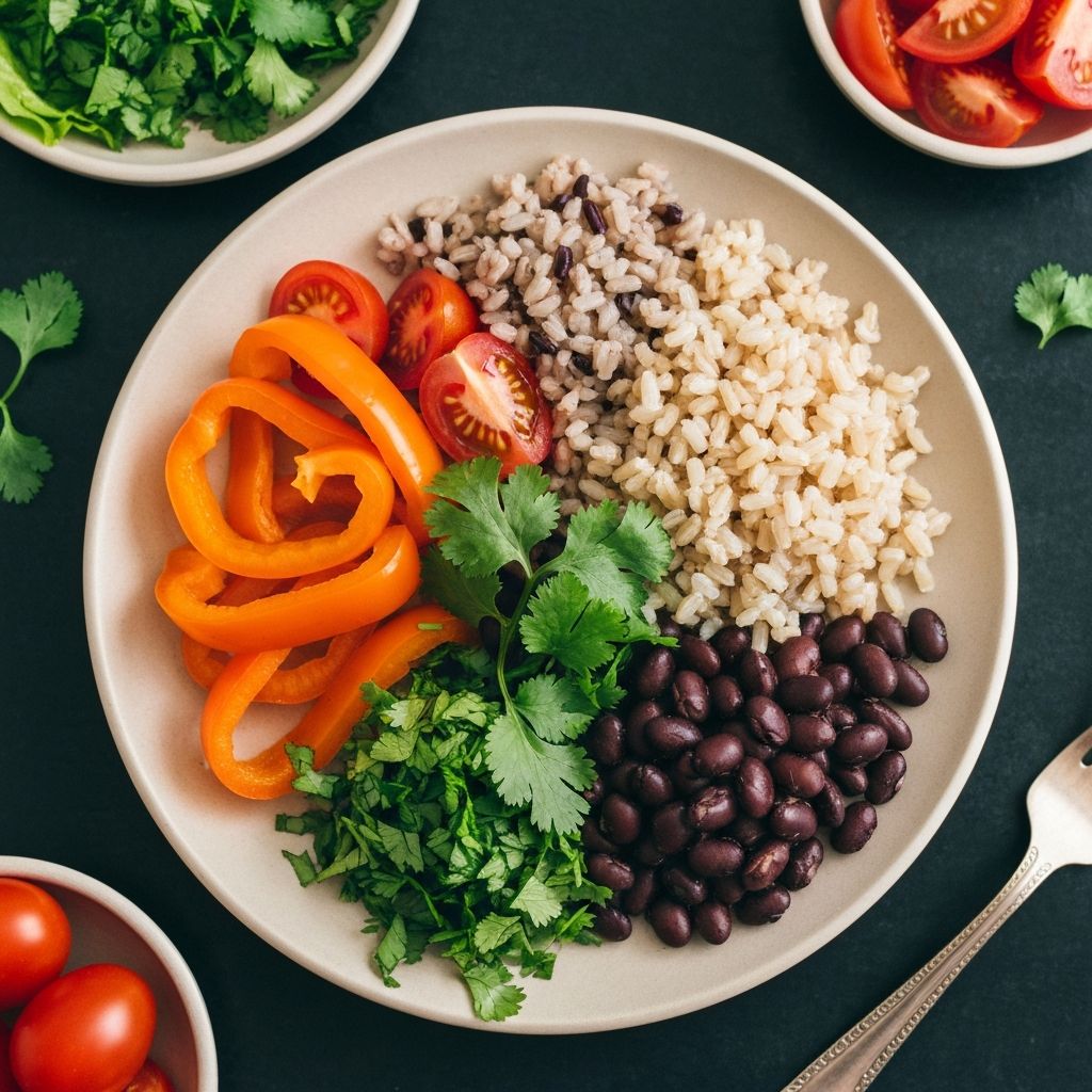 Balanced nutritious meal with fresh ingredients